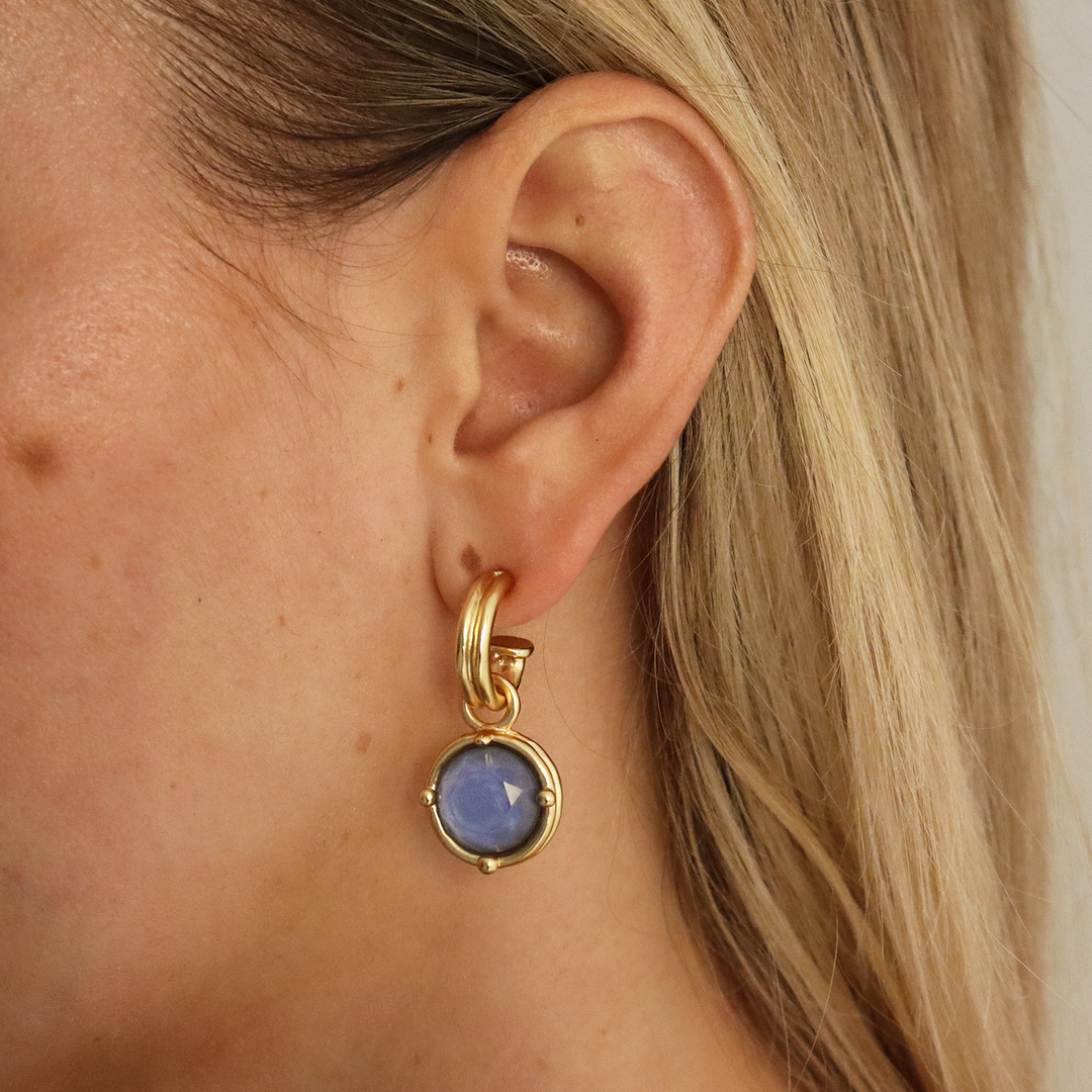 Cabochon Charm Hoop Earrings