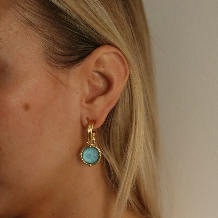 Cabochon Charm Hoop Earrings