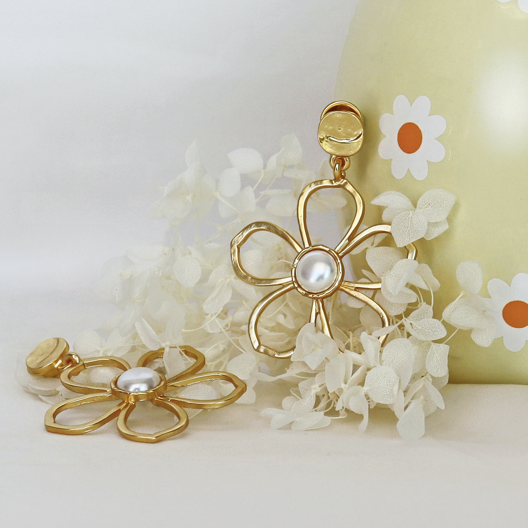 Petal Pearl Drop Earrings