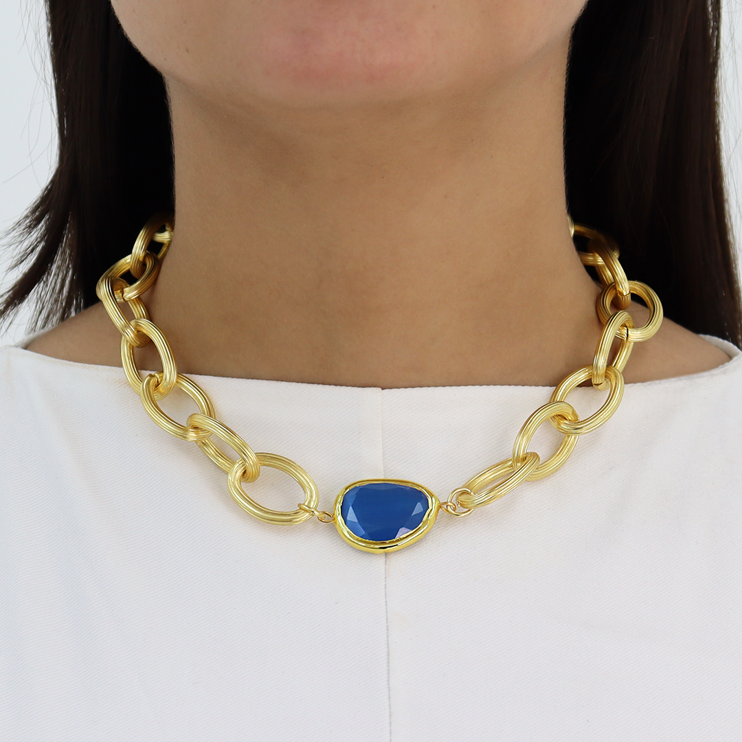 Vivid Gem Bold Chain Necklace