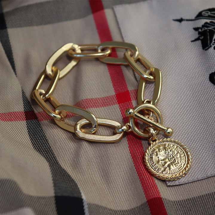 Coin X Thick Link Bracelet - Karine Sultan