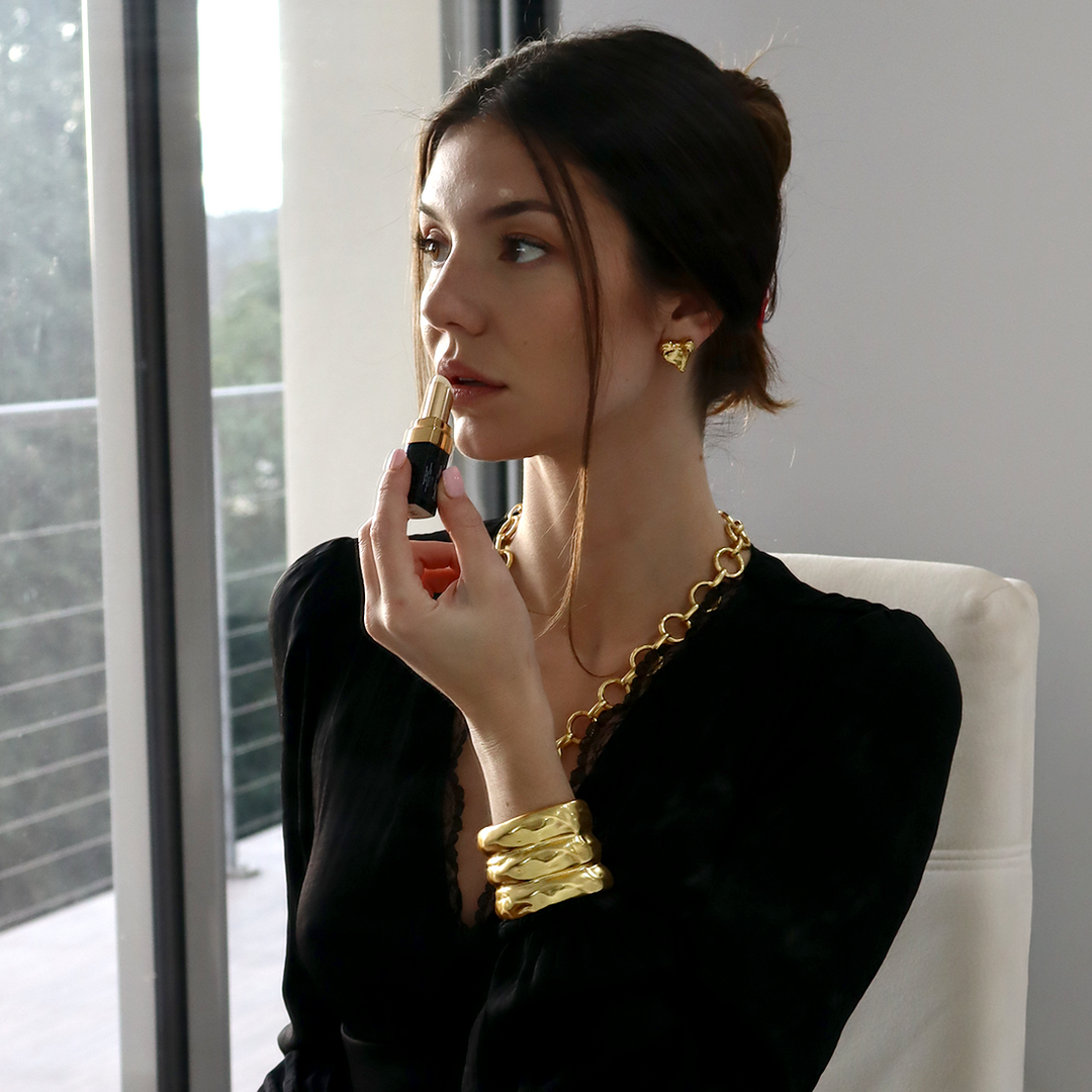 Bubble Textured Three Row Cuff Bracelet