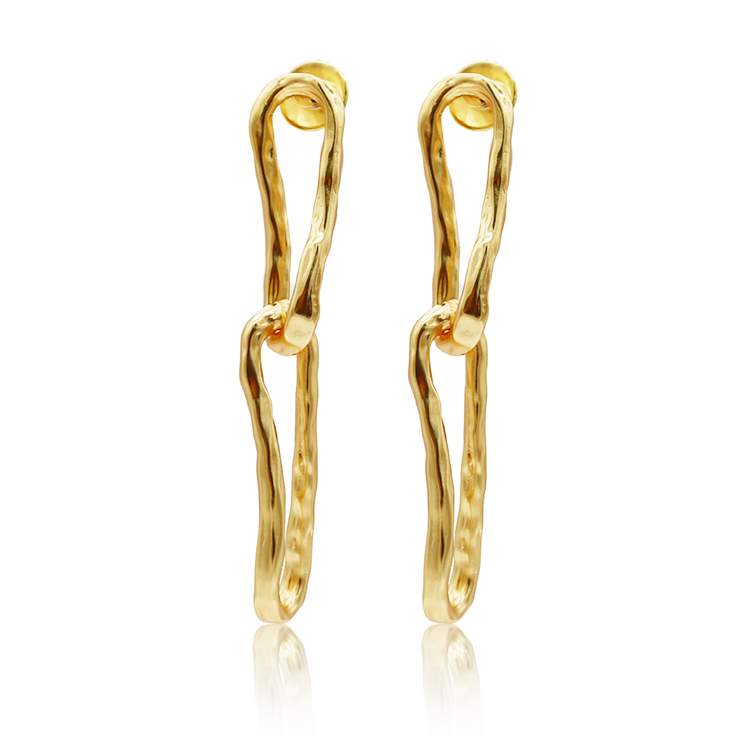 Organic Link Drop Earrings with two sculpted 24K gold plated links