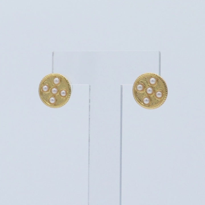 Pearly Coin Stud Earrings