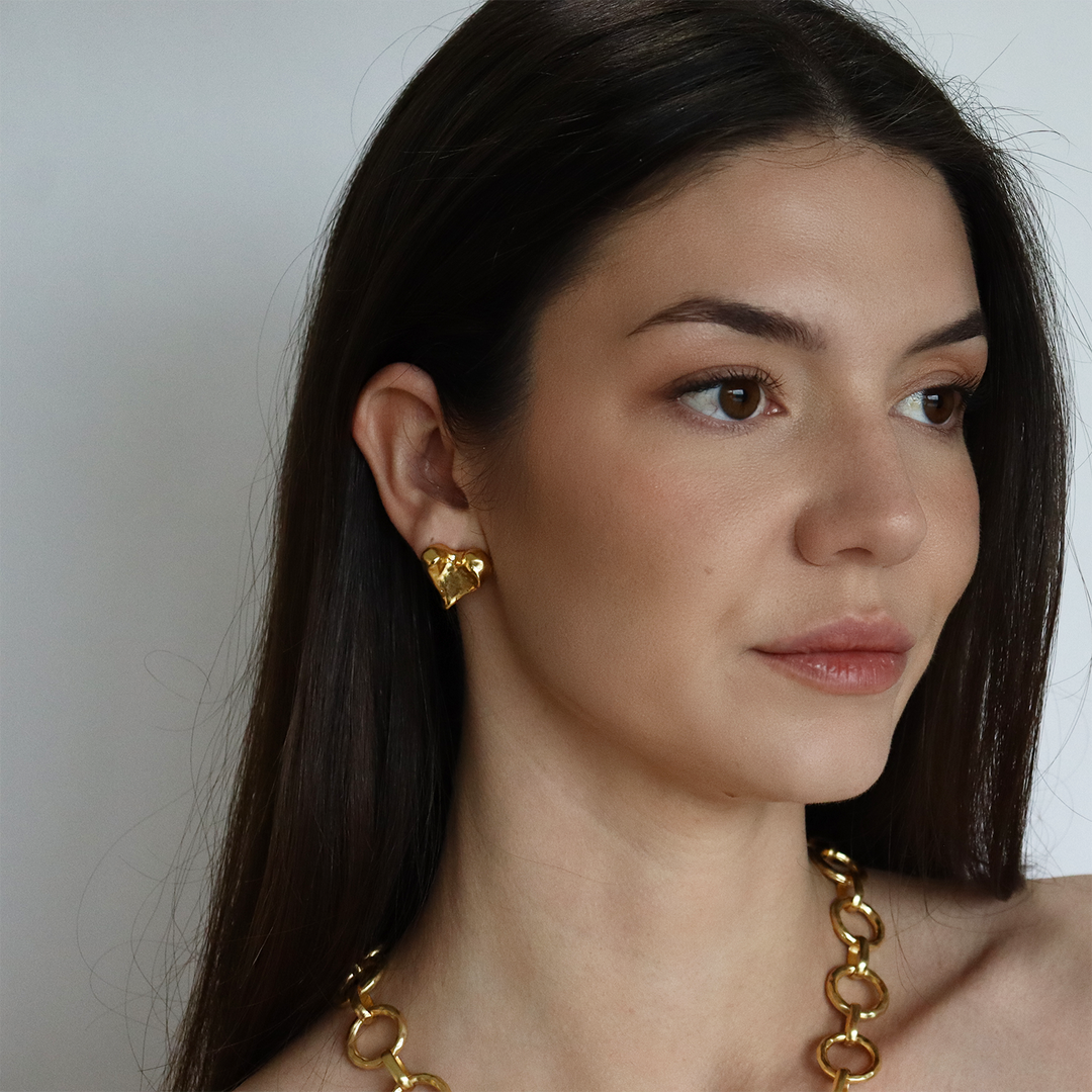 Molten Heart Stud Earrings