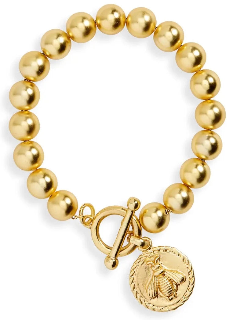 Beaded chain bracelet with bee charm - Karine Sultan