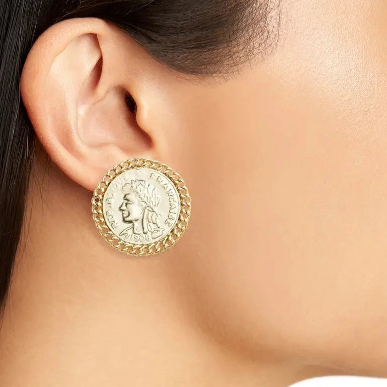 Large coin clip-on earrings - Karine Sultan