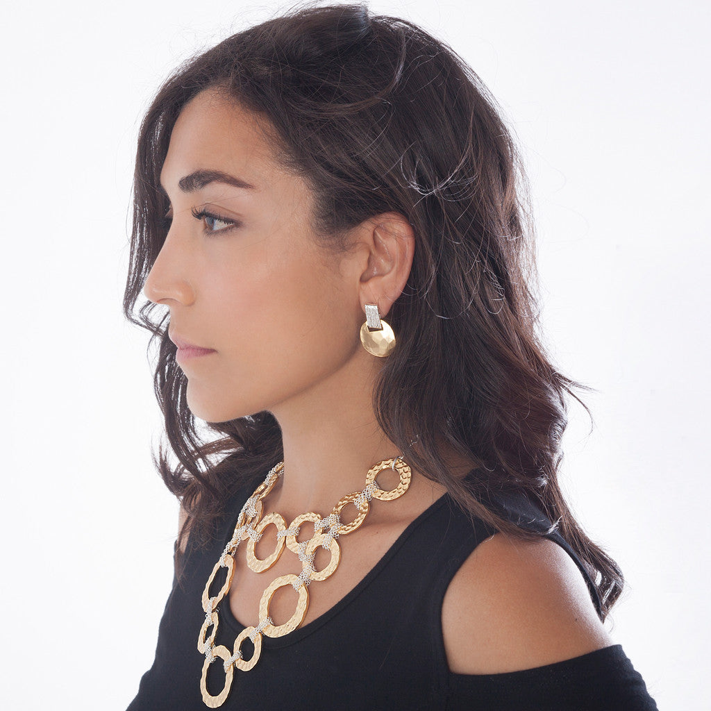 Mixed metal short drop earring - Karine Sultan Official Website