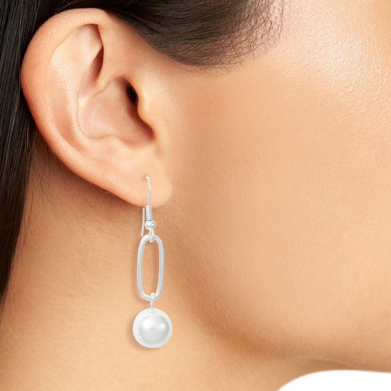 Elongated drop earring and pearl pendant - Karine Sultan