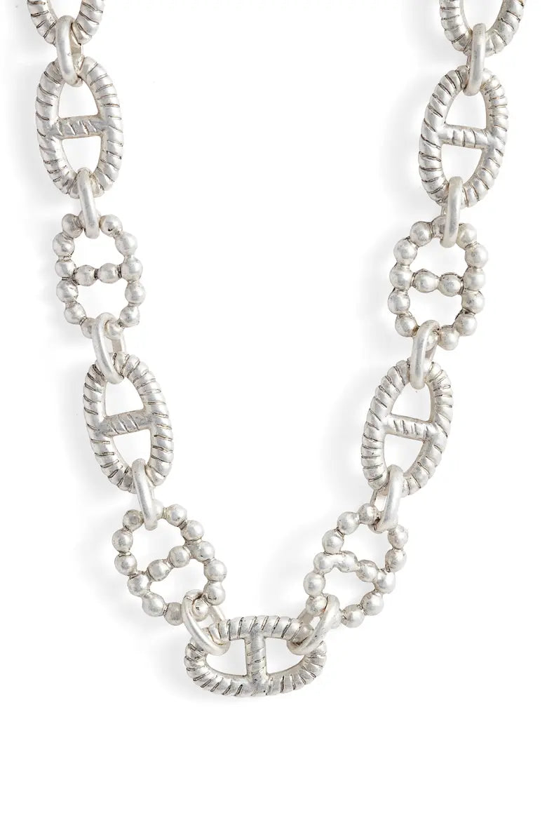 Chainmail and carved link short necklace - Karine Sultan
