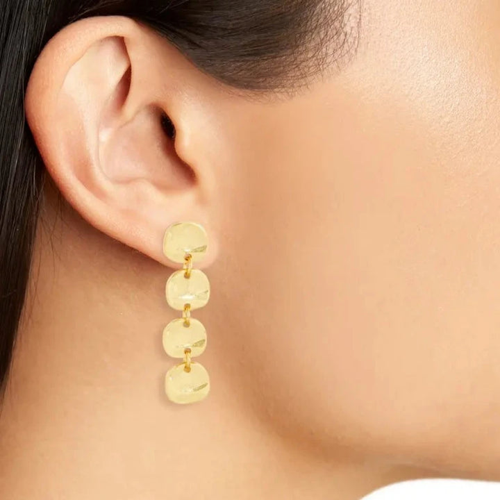 Medallion disc linear drop earrings - Karine Sultan