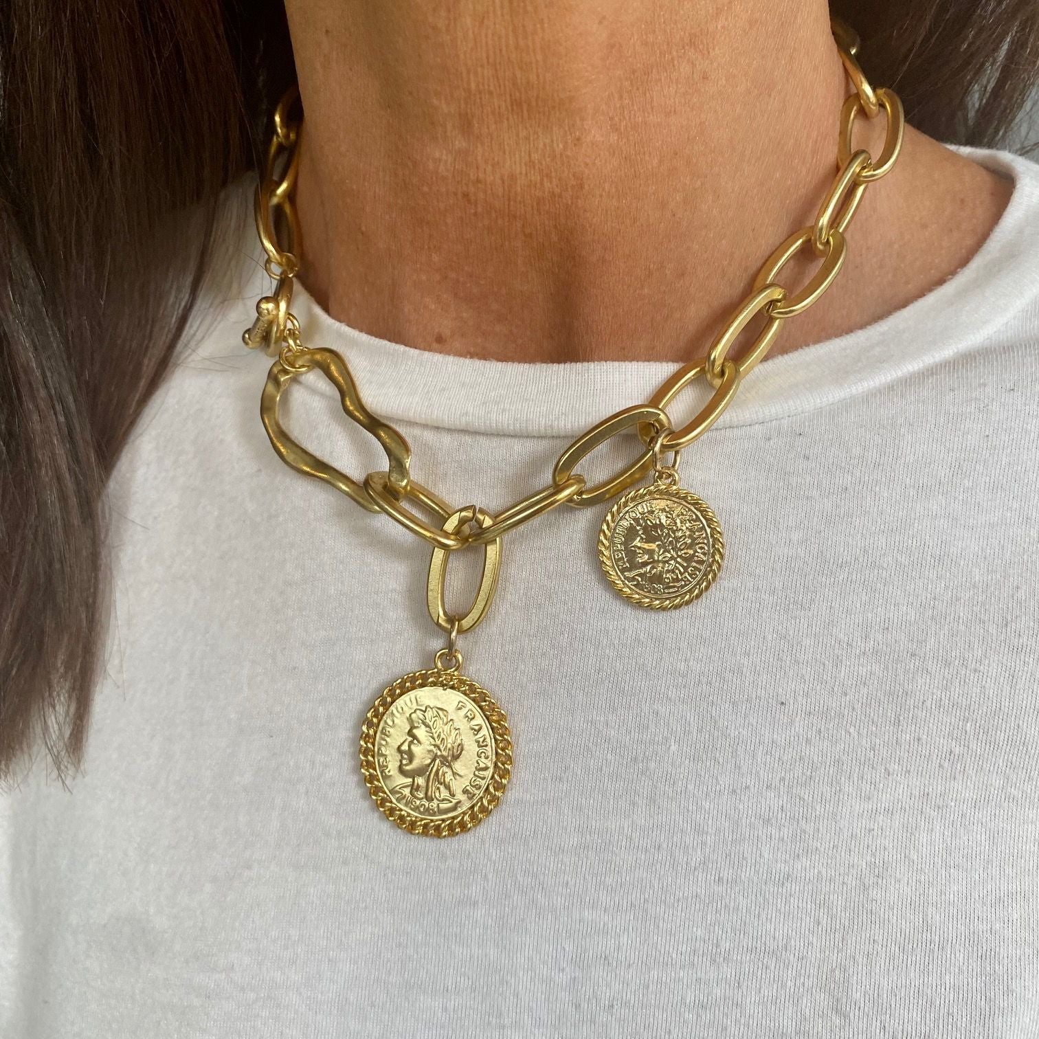 Coin Dangle Short Necklace - Karine Sultan