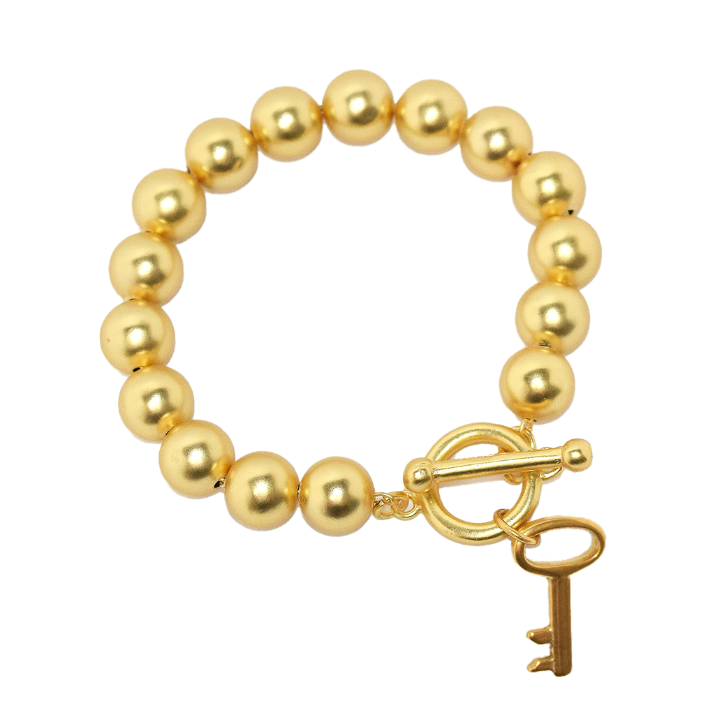 Beaded chain bracelet with key charm - Karine Sultan