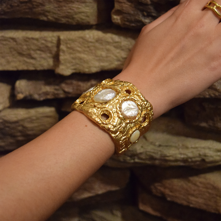 Pearl Textured Cuff Bracelet - Karine Sultan