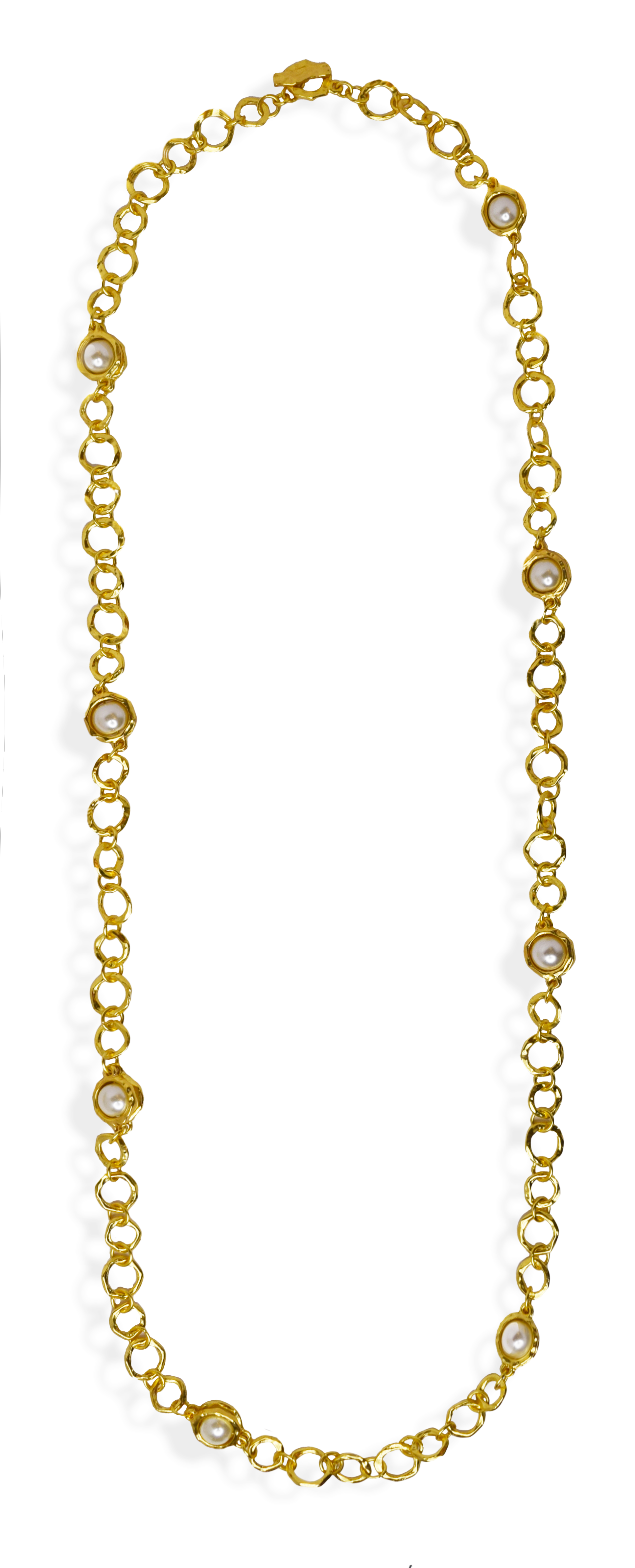 Faux pearl station necklace