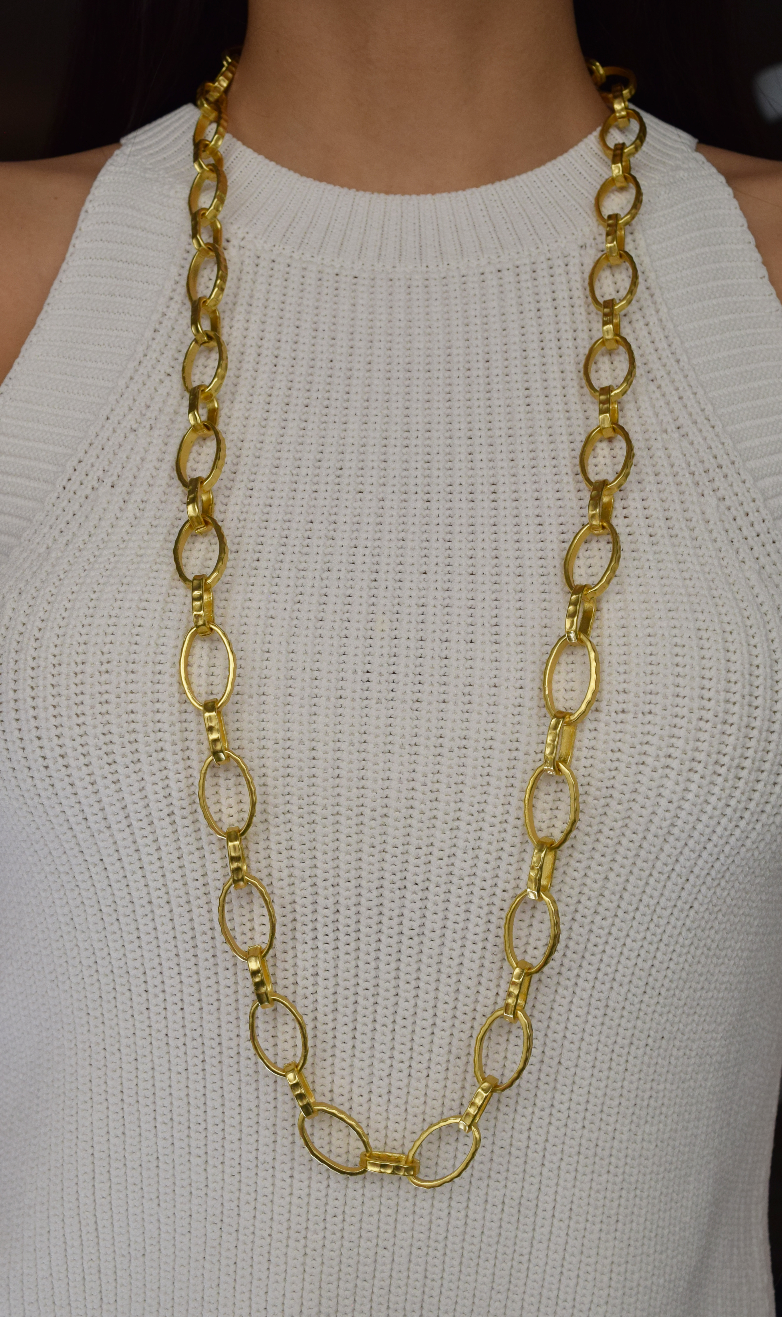Hammered links long necklace