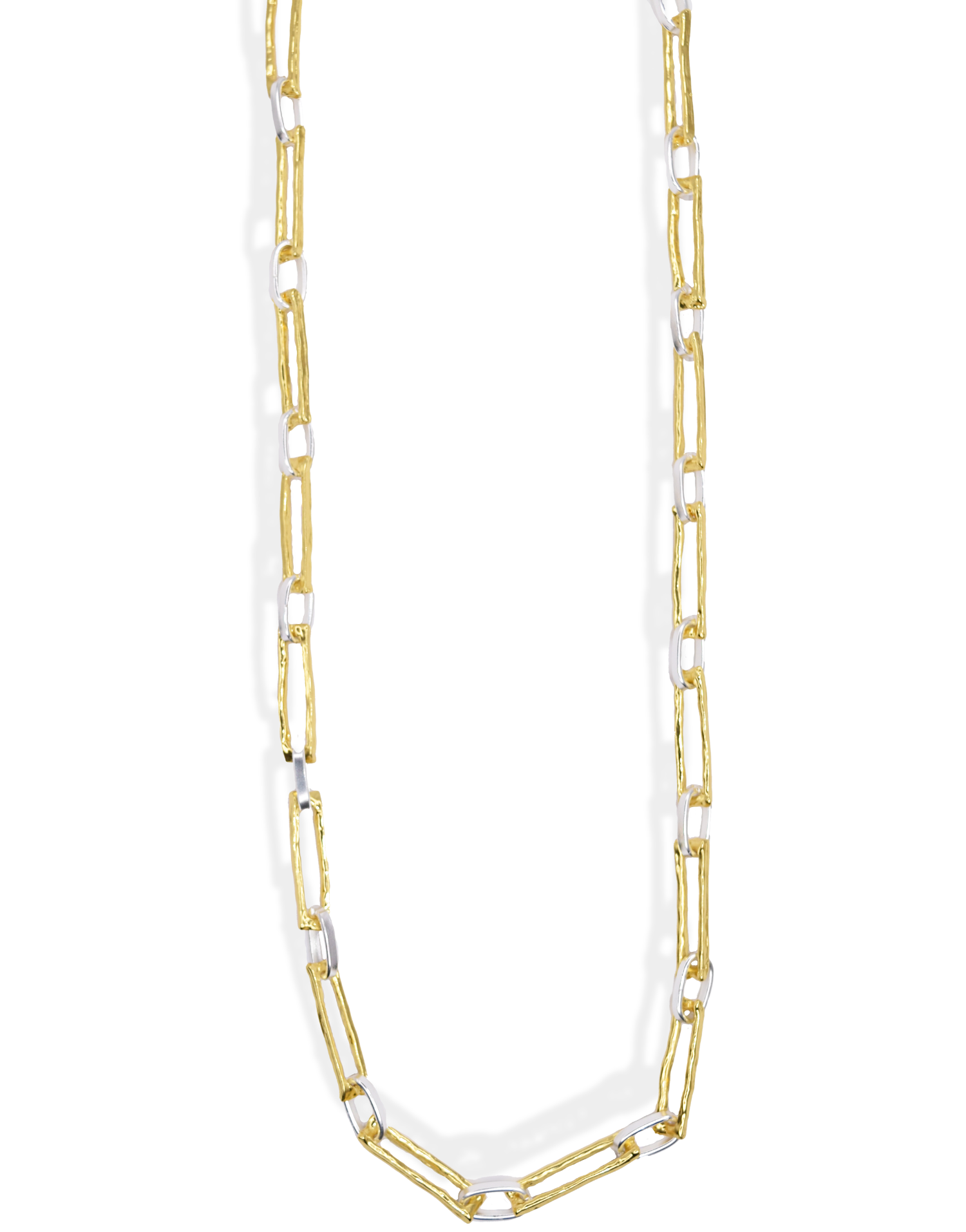 Mixed metal elongated link chain