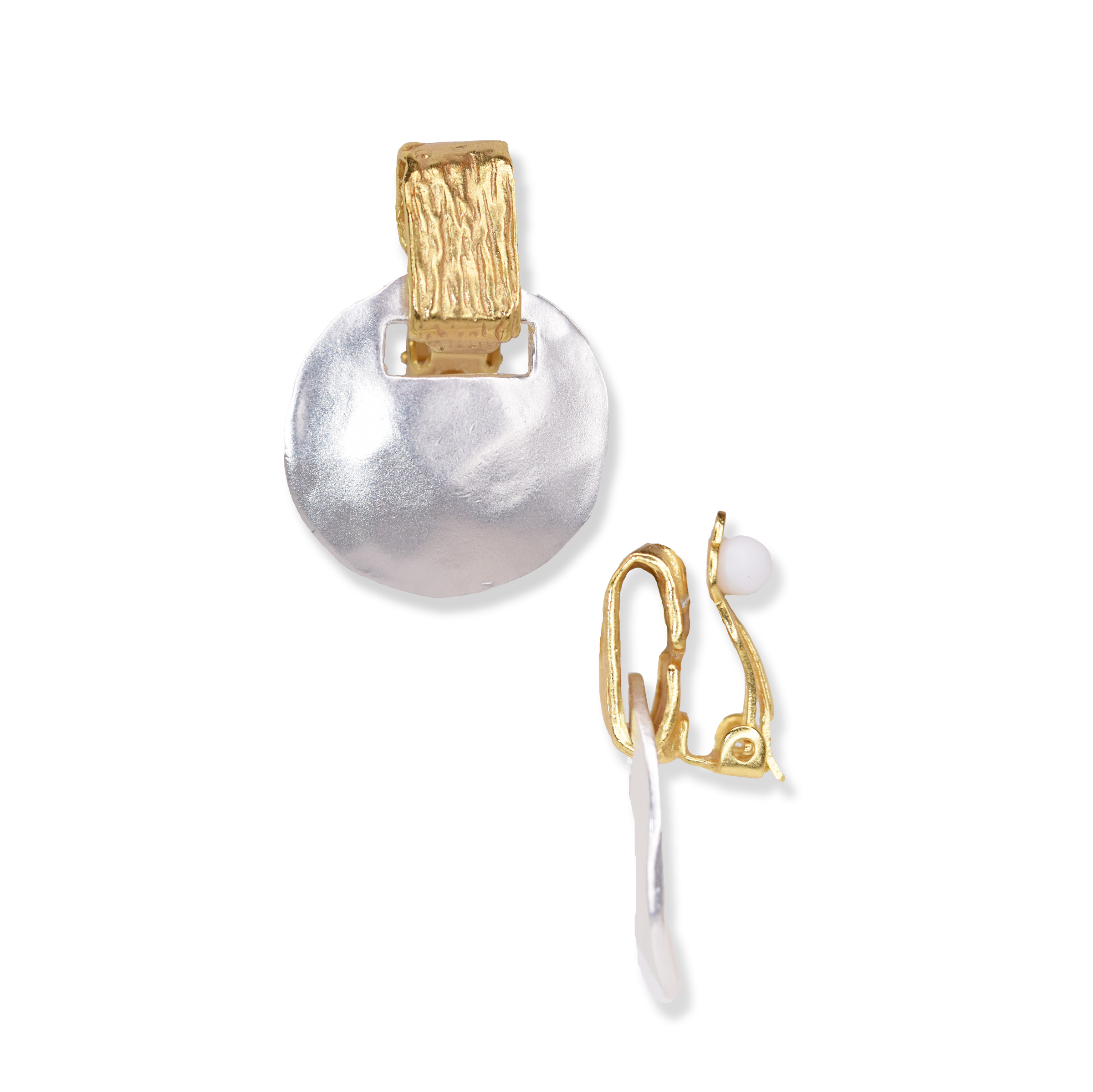 Mixed metal short drop clip-on earrings - Karine Sultan