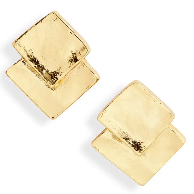 Overlap square stud earrings - Karine Sultan