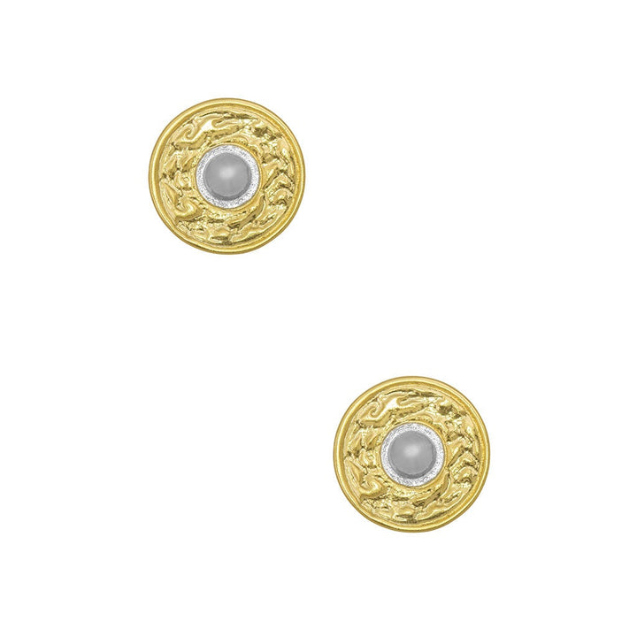 Mixed Metal Large Coin Studs - Karine Sultan