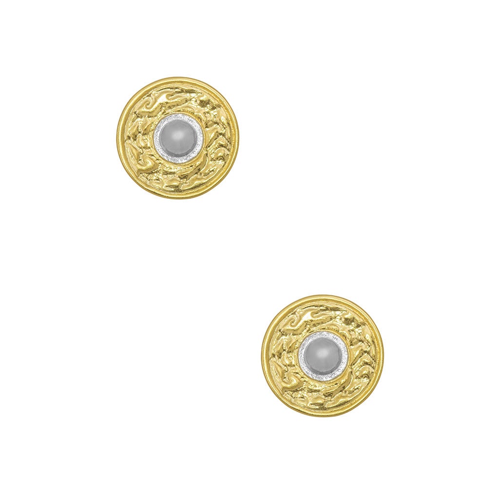 Mixed Metal Large Coin Studs - Karine Sultan