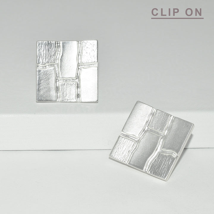 Retro square clip-on earrings