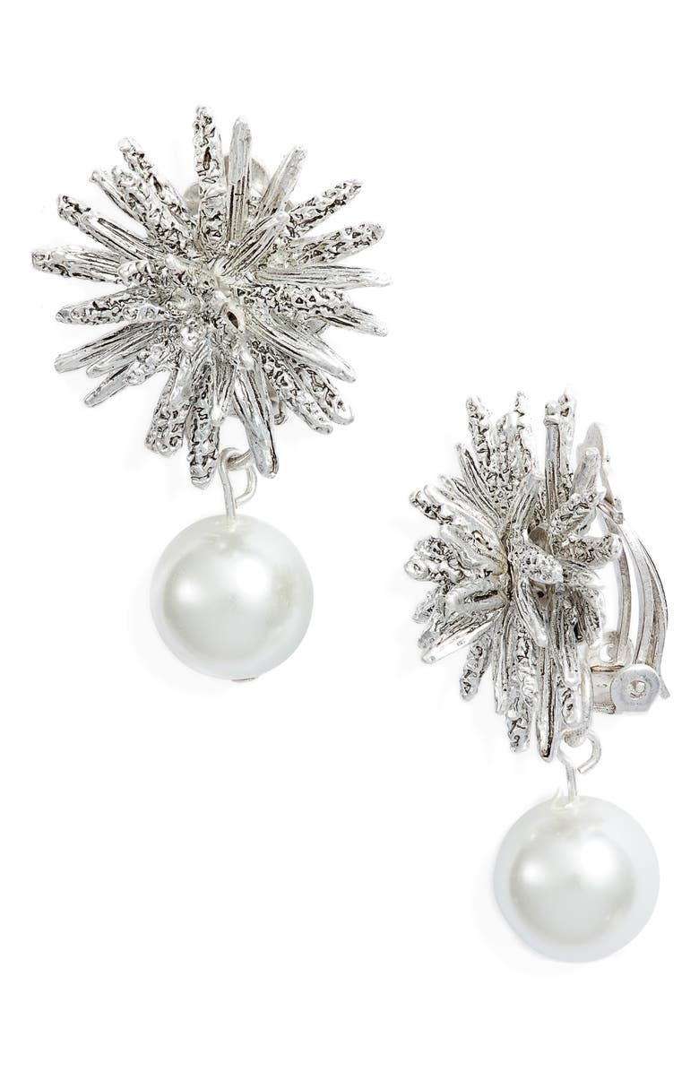 Starburst pearl drop clip-on earrings - Karine Sultan