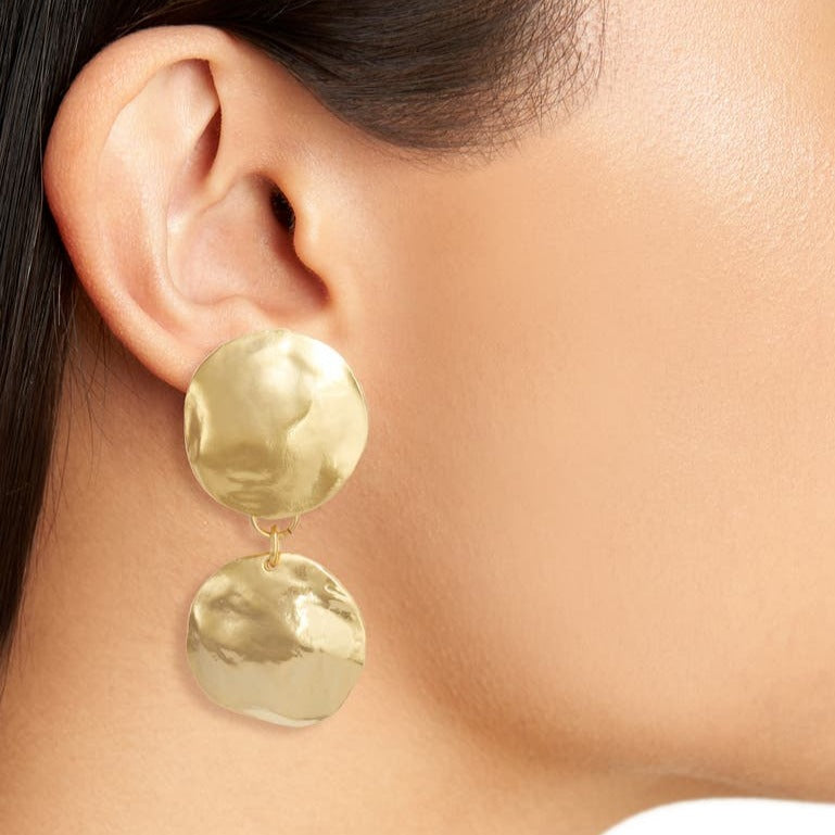 Double shell disc clip-on earrings - Karine Sultan