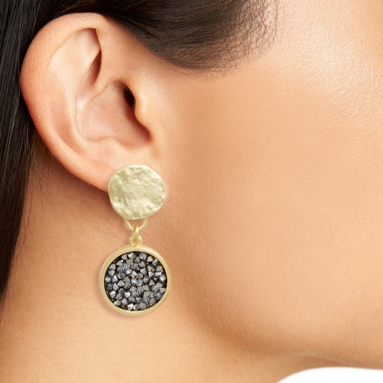 Crystal Cluster Drop Clip Earrings