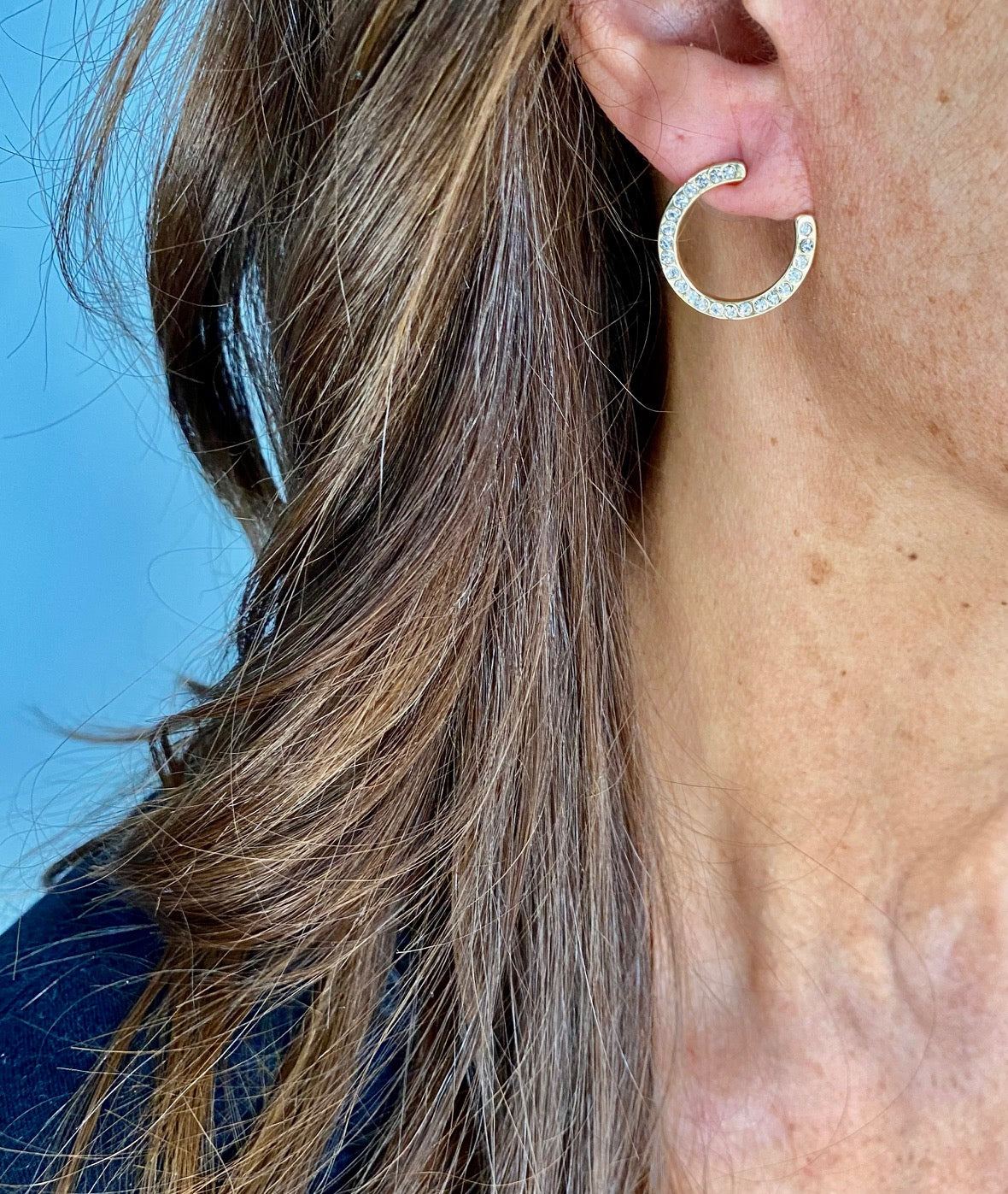 Half circle stud earrings deals
