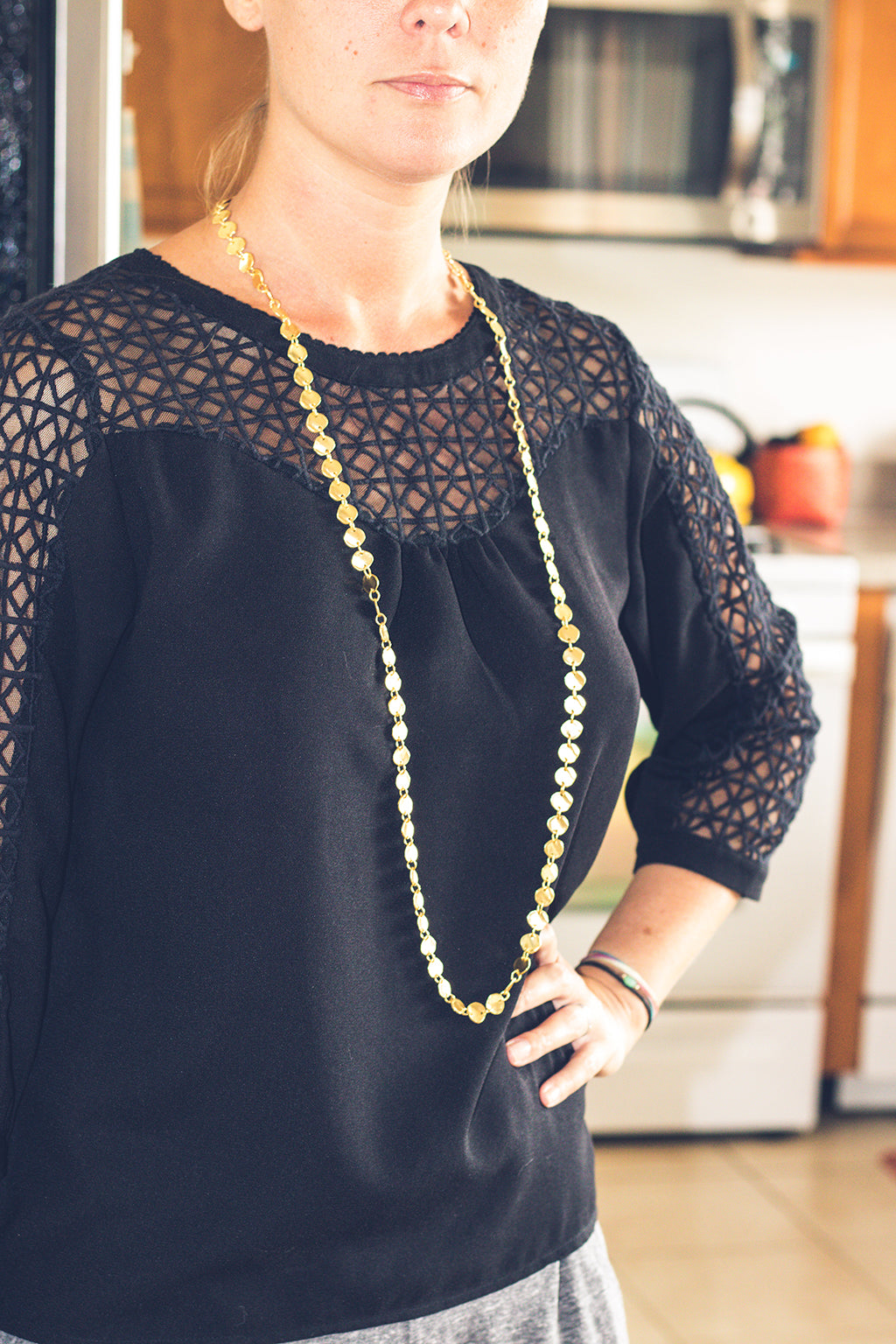 Medallion Disc Long Necklace - Karine Sultan Official Website