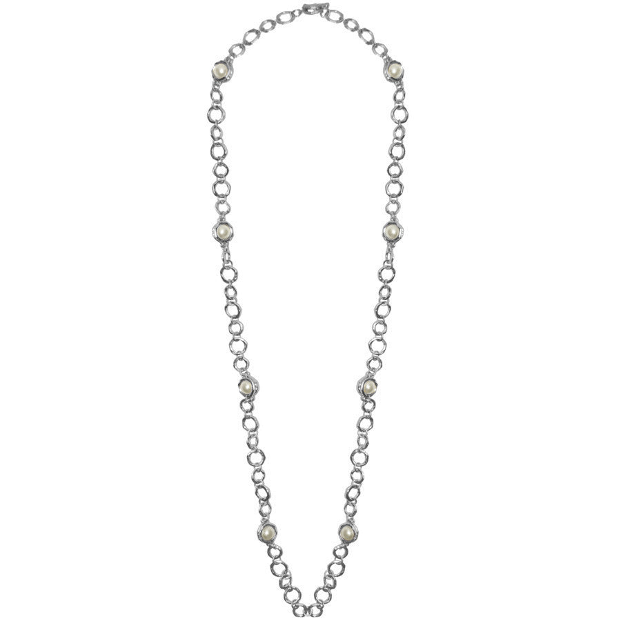 Faux pearl station necklace