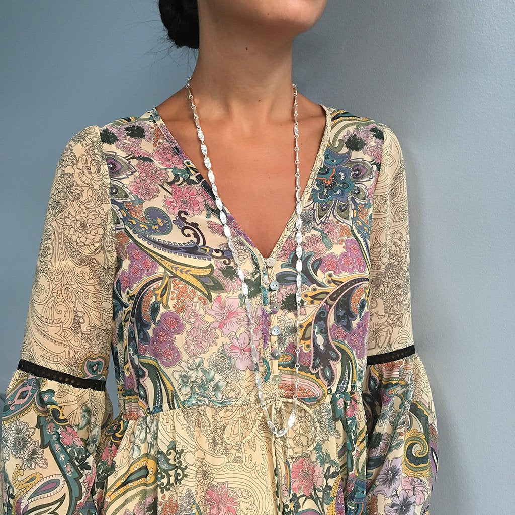 Textured Long Chain Necklace - Karine Sultan Official Website