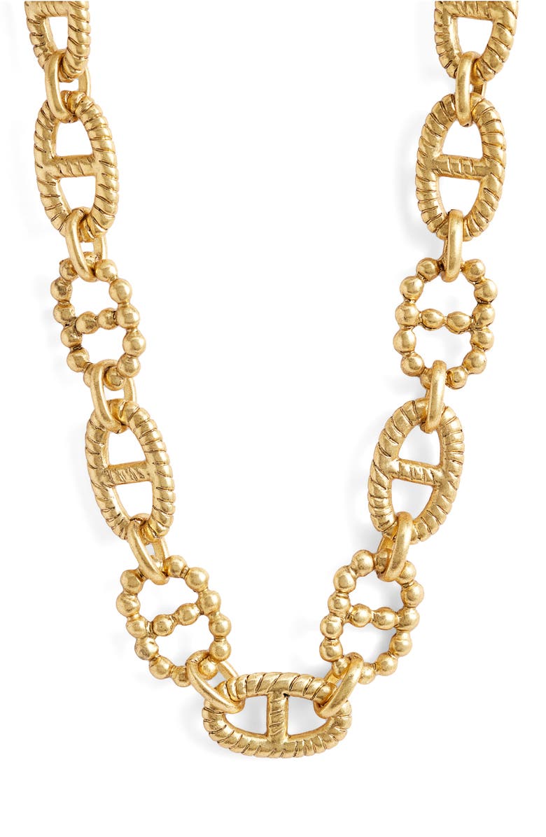 Chainmail and carved link short necklace - Karine Sultan