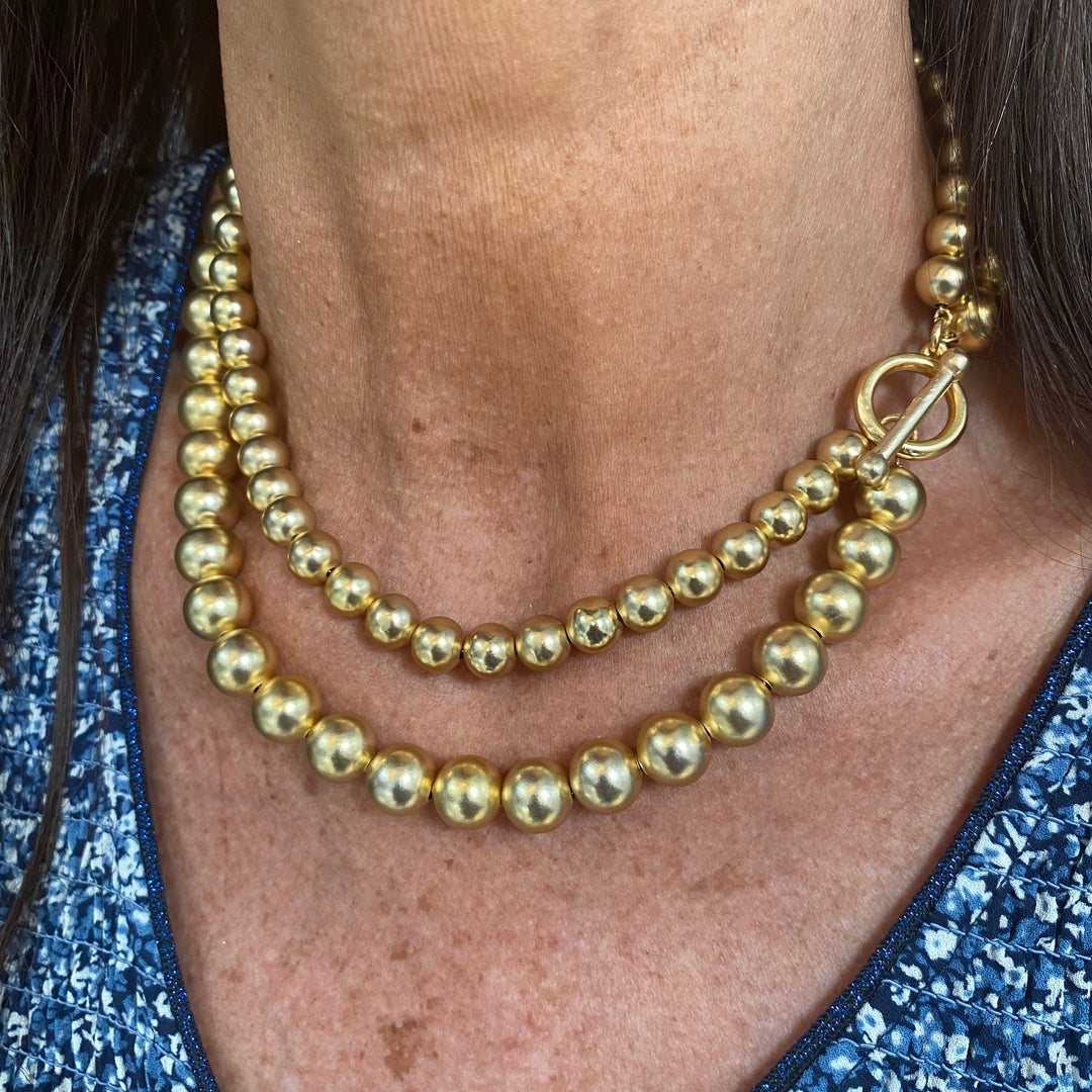 Double layer beaded necklace with side clasp - Karine Sultan