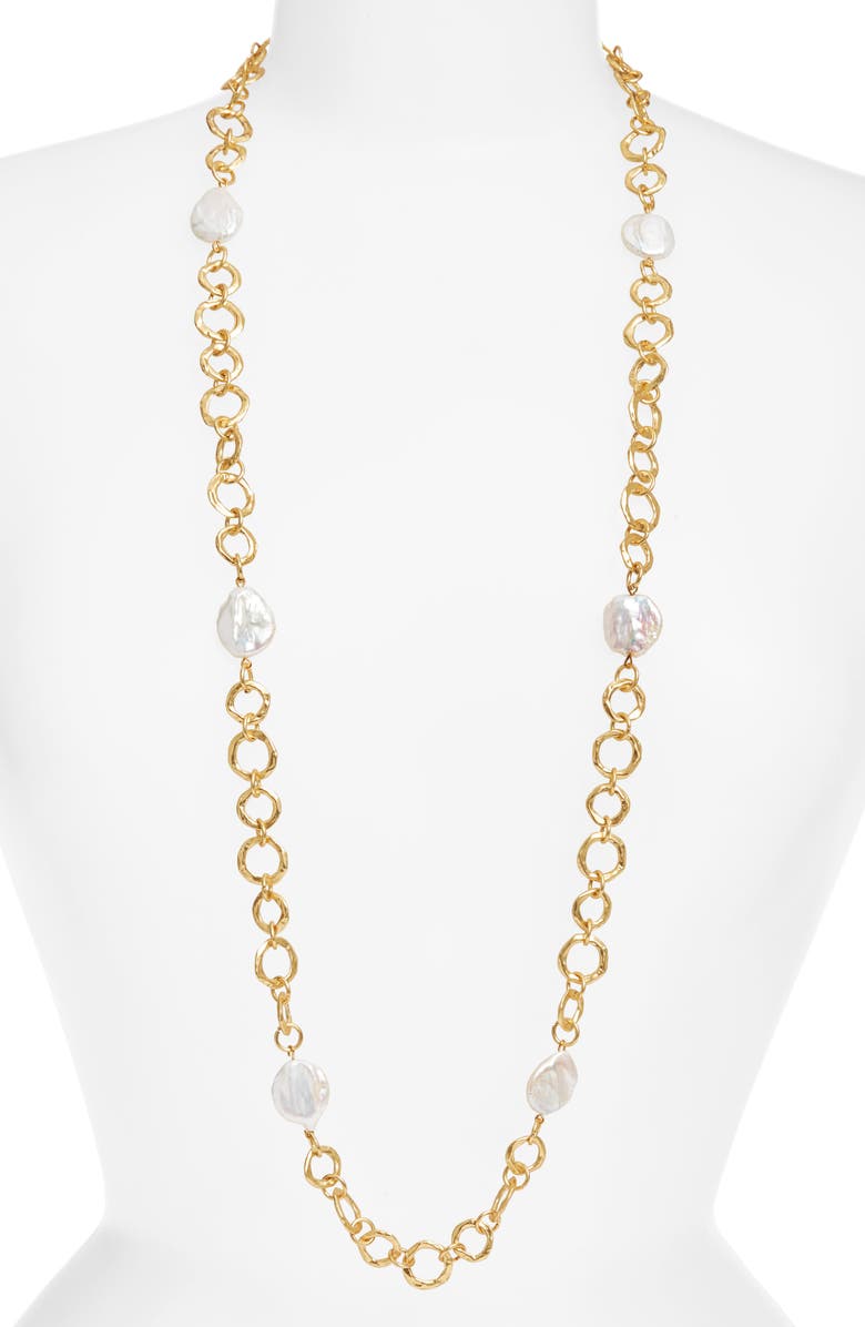 Large flat pearl station necklace - Karine Sultan