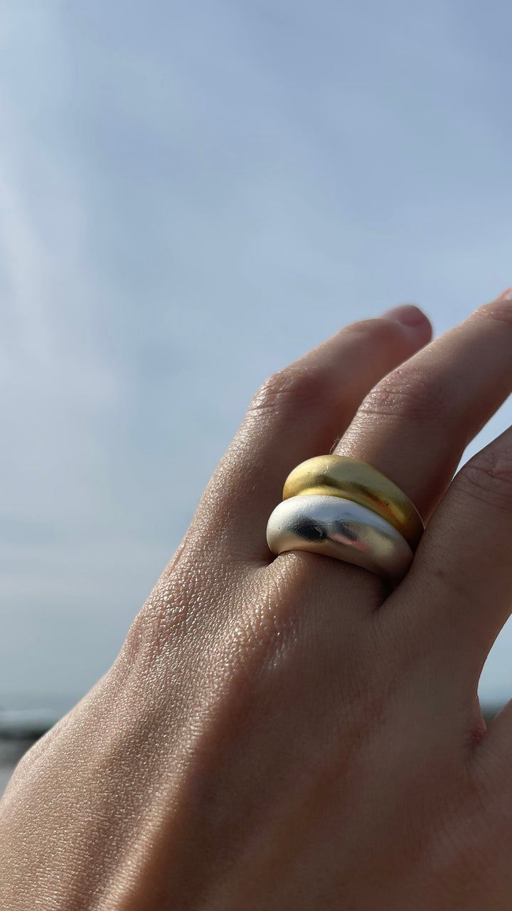 Mixed metal dome rings - Karine Sultan