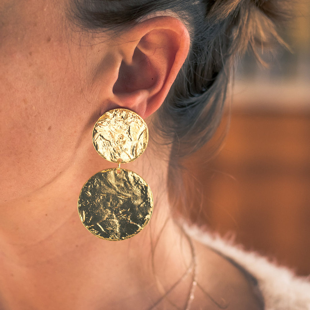 Double Discs Statement Earring - Karine Sultan Official Website