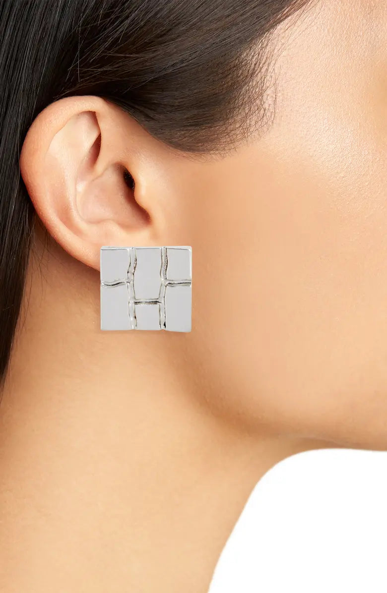 Retro square clip-on earrings